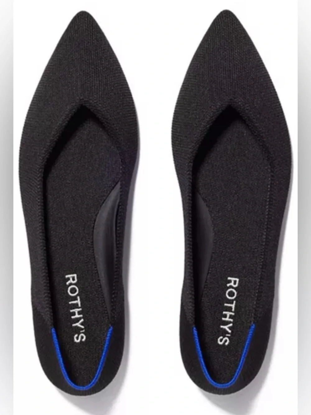NIB [Rothy's] The Point II Flats Pointed Knit Flat Slip-On Shoes Black Women's 6 - Picture 2 of 13
